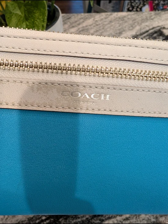 Coach Blue and Cream Wallet Wristlet - Picture 4 of 5